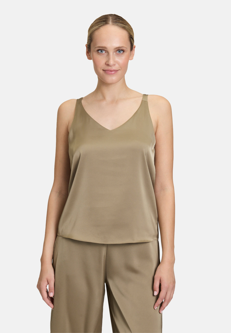 Satin Blouse with V-Neck