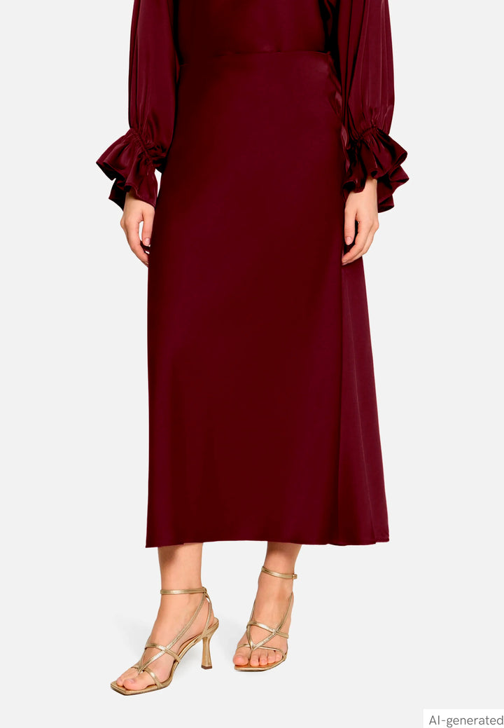 Calf-Length Satin Skirt