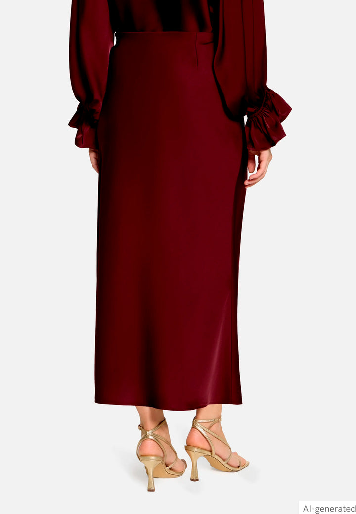 Calf-Length Satin Skirt