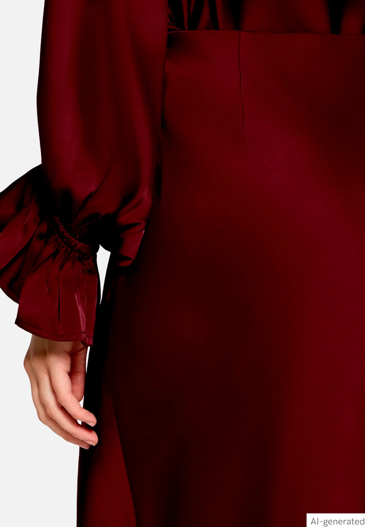 Calf-Length Satin Skirt