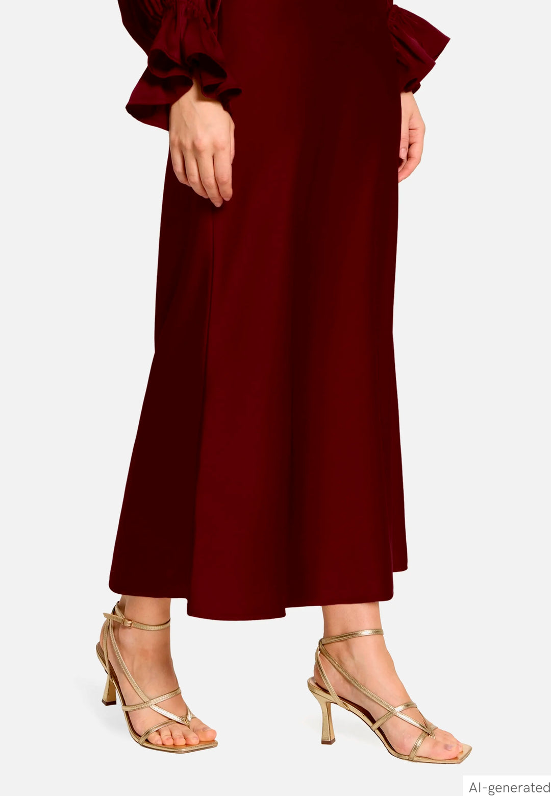 Calf-Length Satin Skirt
