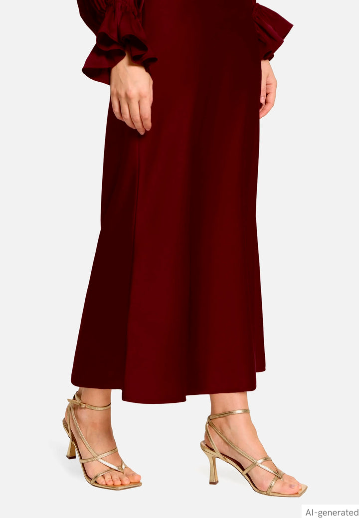 Calf-Length Satin Skirt