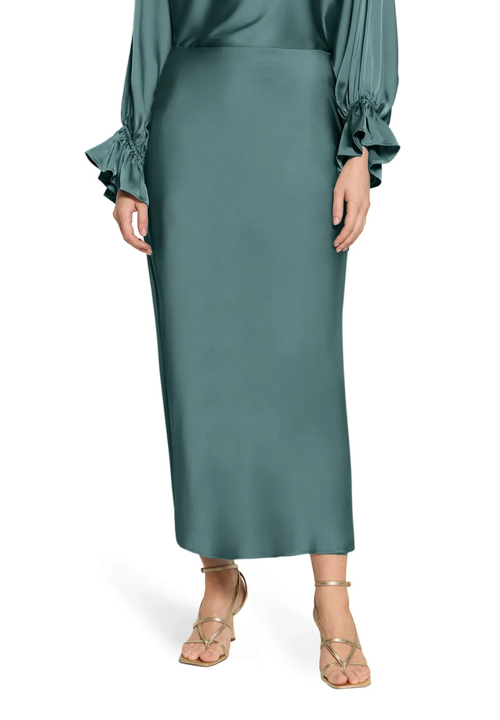 Calf-Length Satin Skirt