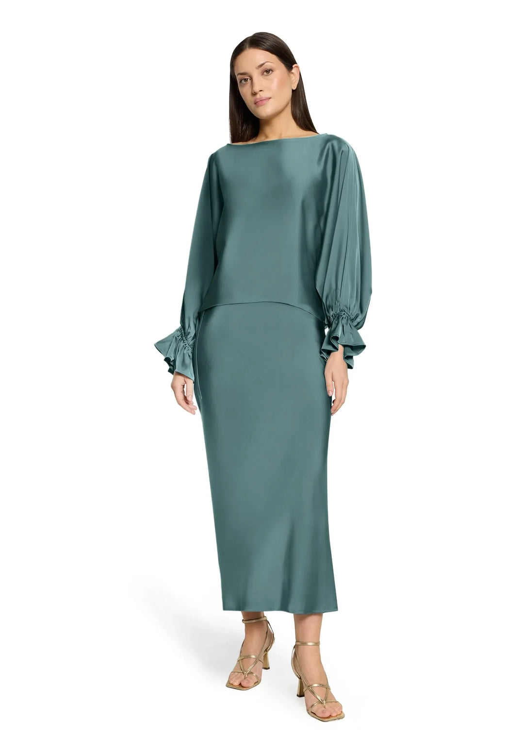 Calf-Length Satin Skirt
