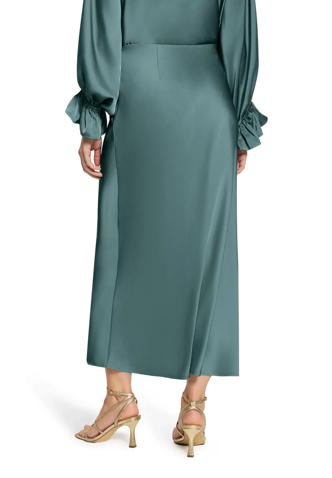 Calf-Length Satin Skirt