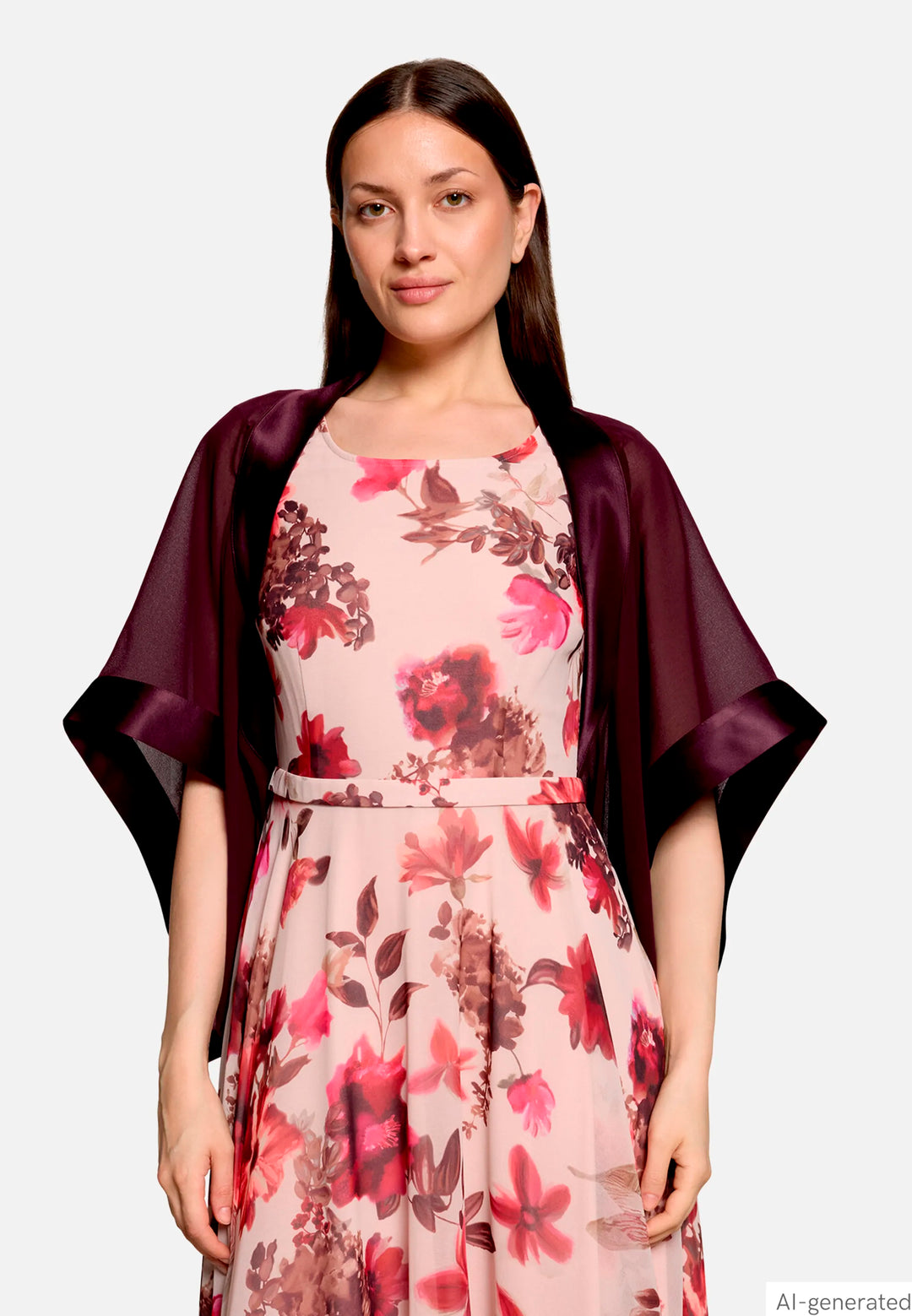 Chiffon Stole with 3/4 Sleeves