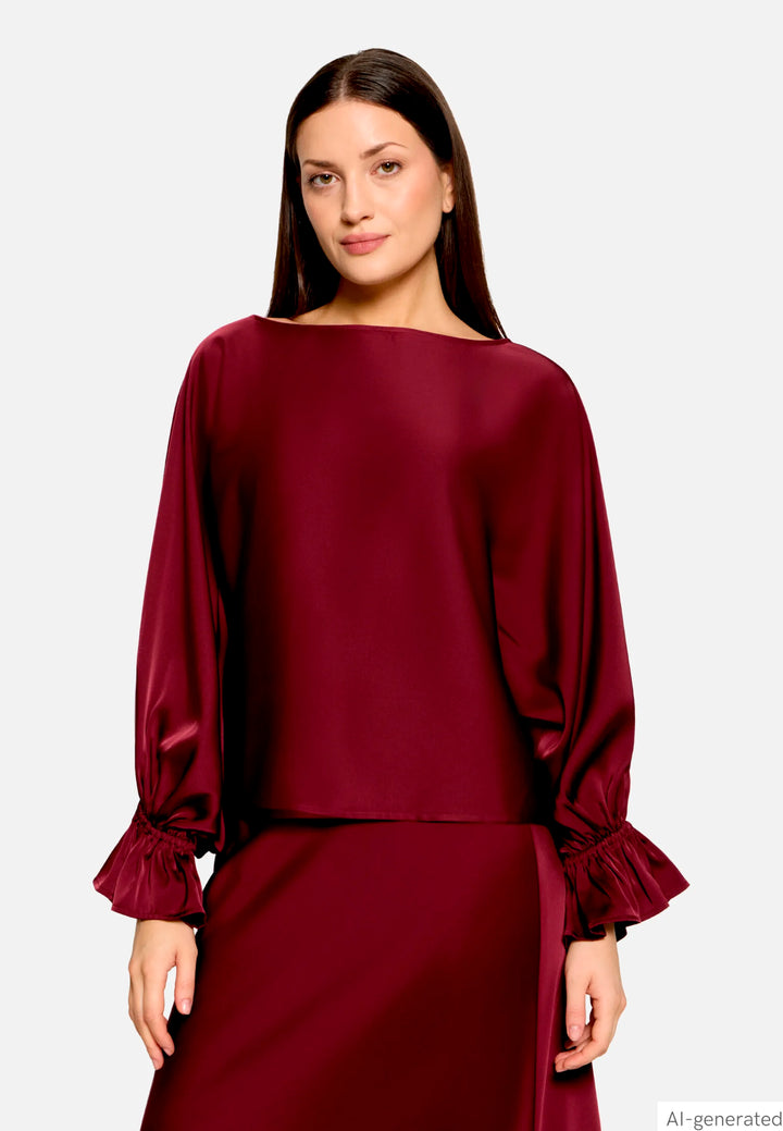 Satin Blouse with Batwing Sleeves