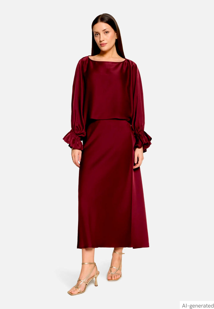 Satin Blouse with Batwing Sleeves
