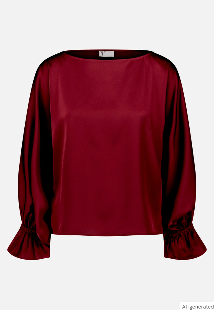Satin Blouse with Batwing Sleeves