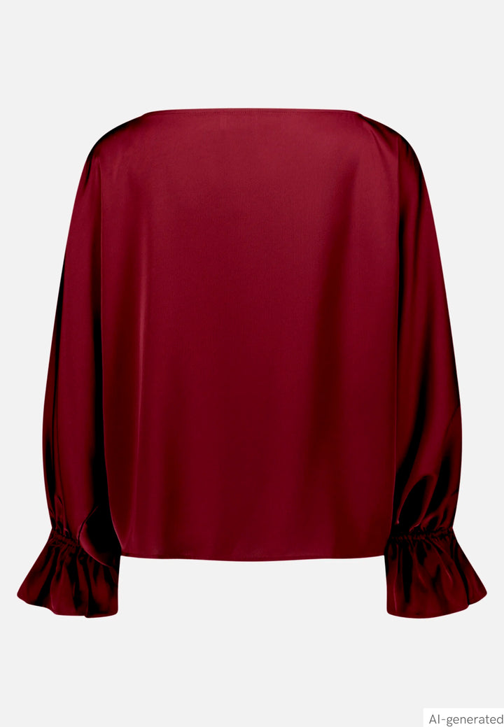 Satin Blouse with Batwing Sleeves