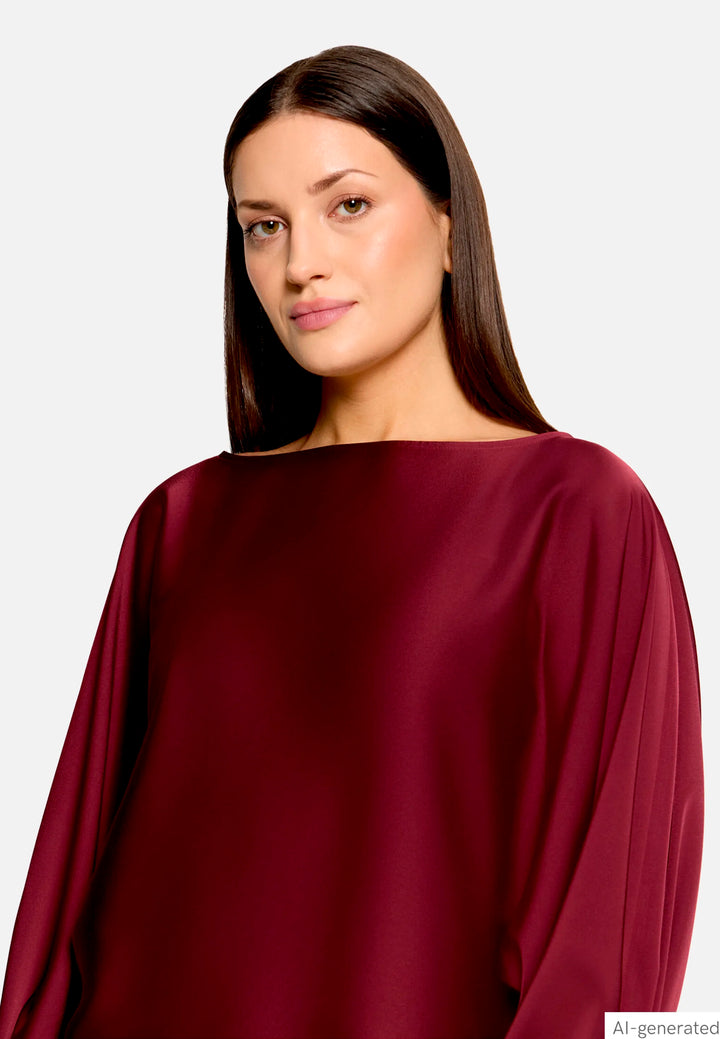Satin Blouse with Batwing Sleeves