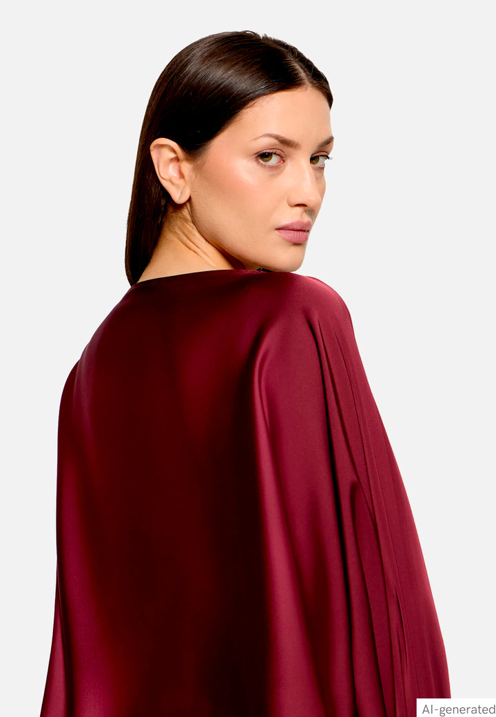Satin Blouse with Batwing Sleeves