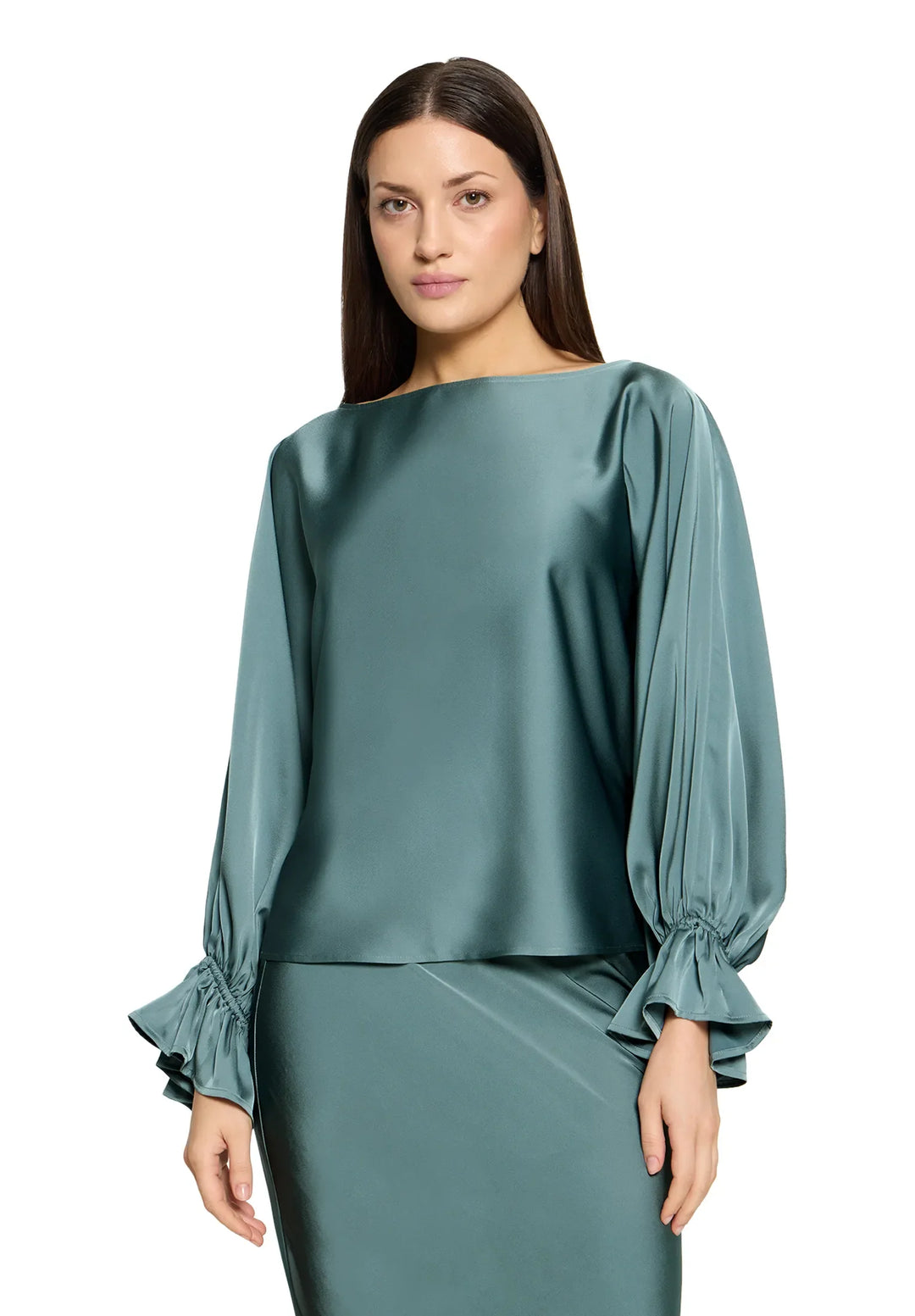 Satin Blouse with Batwing Sleeves