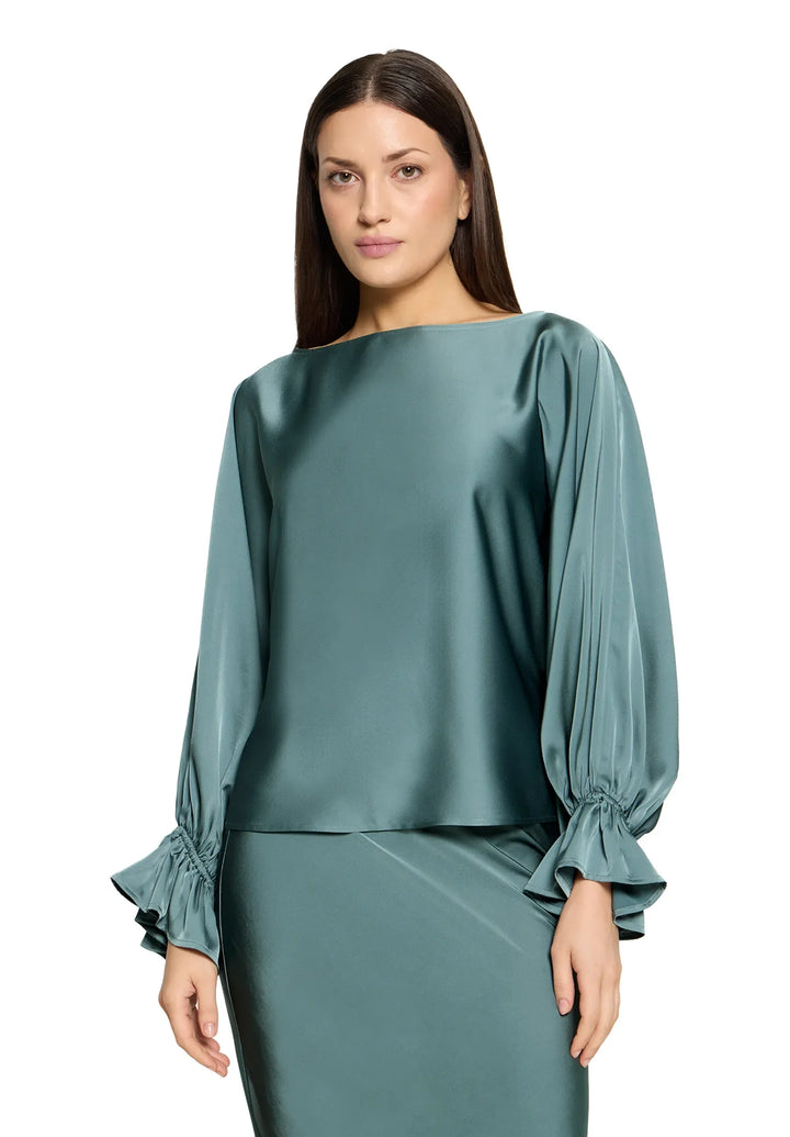 Satin Blouse with Batwing Sleeves