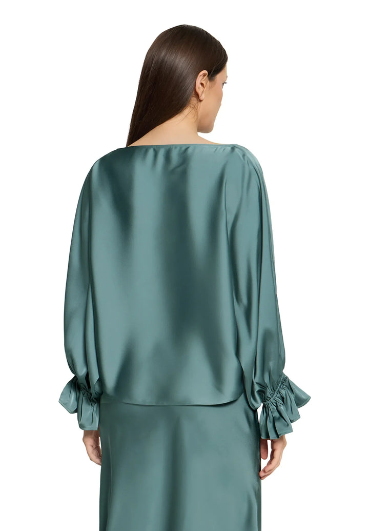 Satin Blouse with Batwing Sleeves