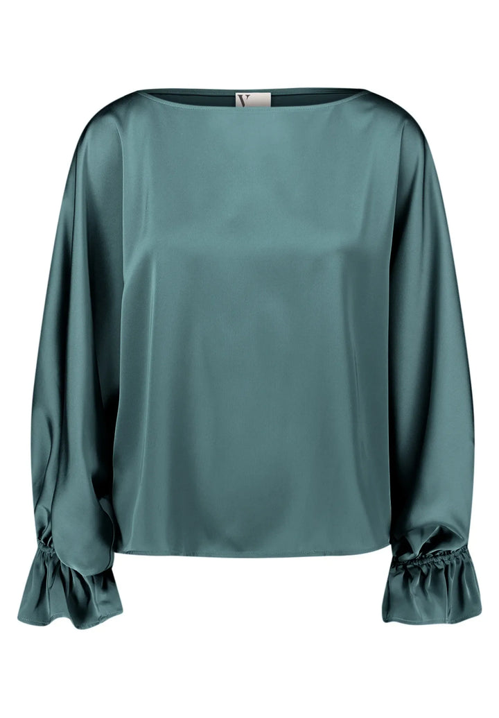 Satin Blouse with Batwing Sleeves