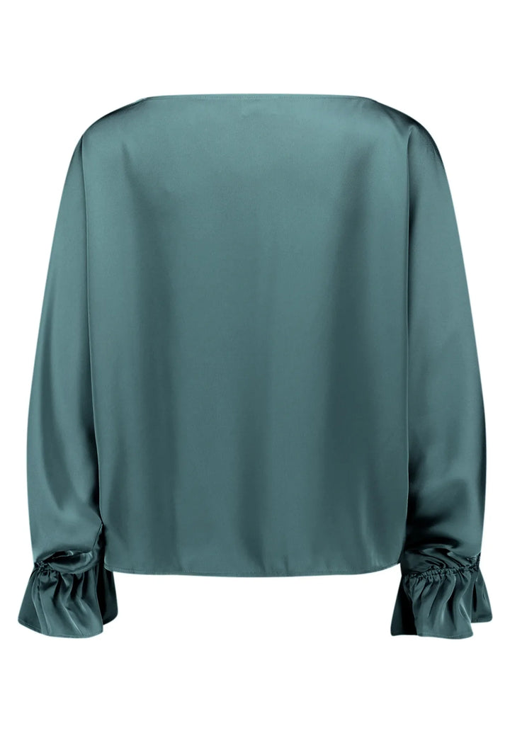 Satin Blouse with Batwing Sleeves
