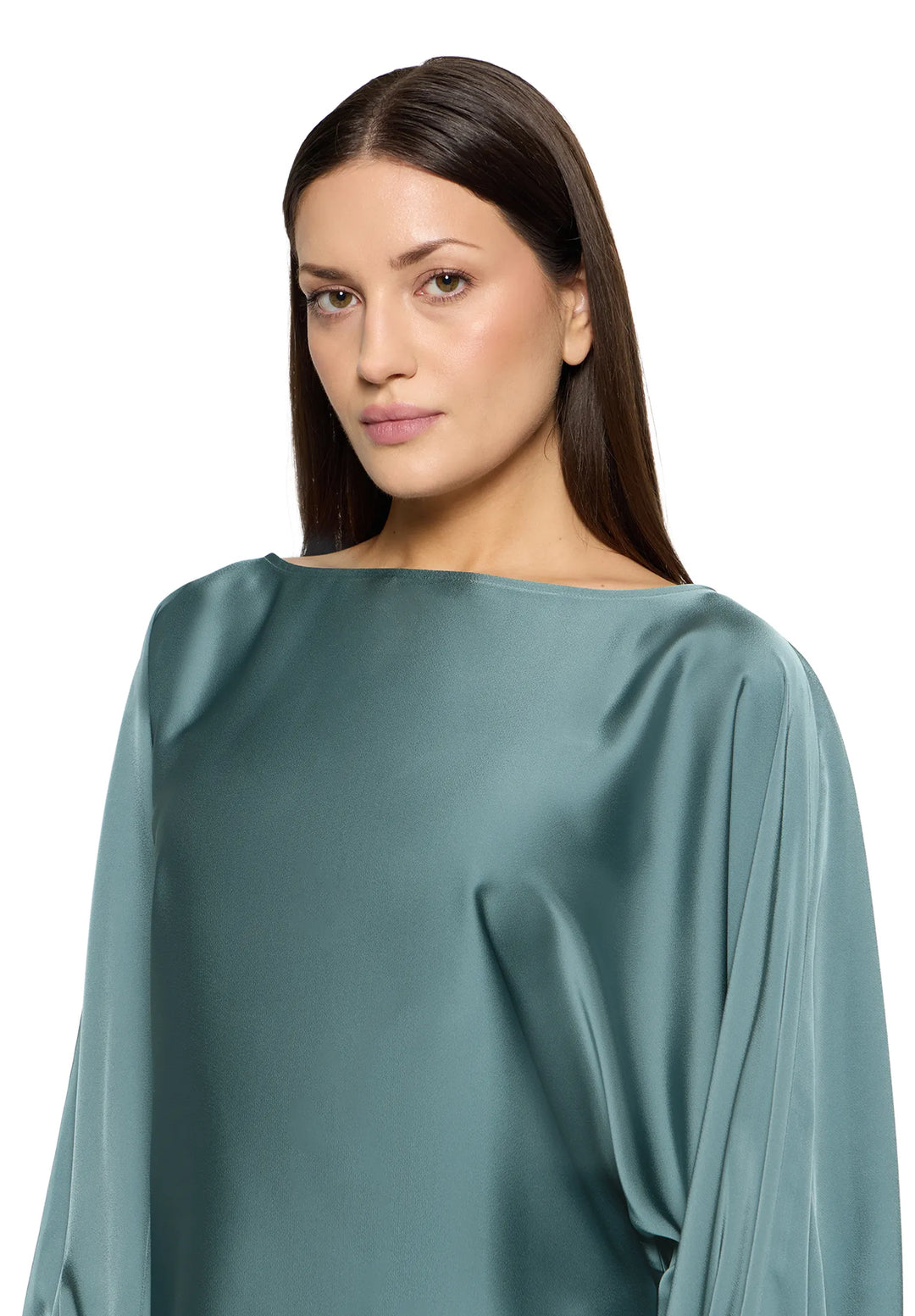 Satin Blouse with Batwing Sleeves