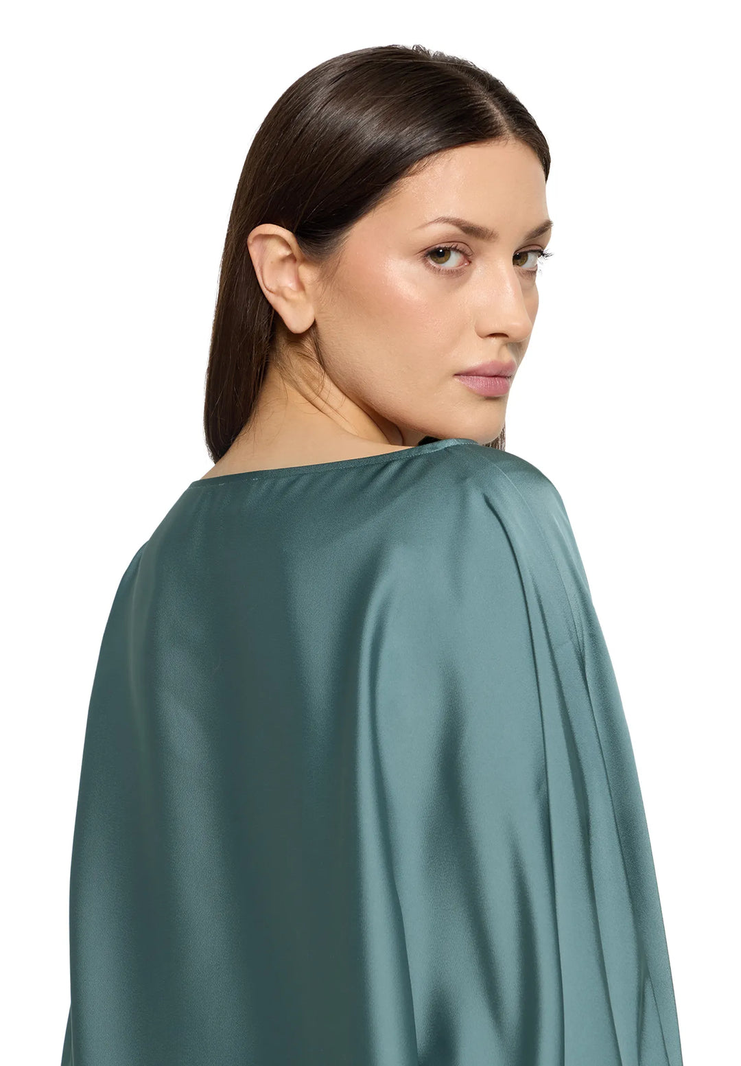 Satin Blouse with Batwing Sleeves