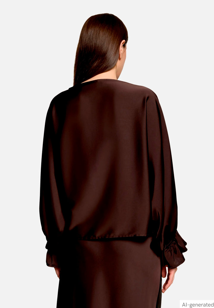 Satin Blouse with Batwing Sleeves