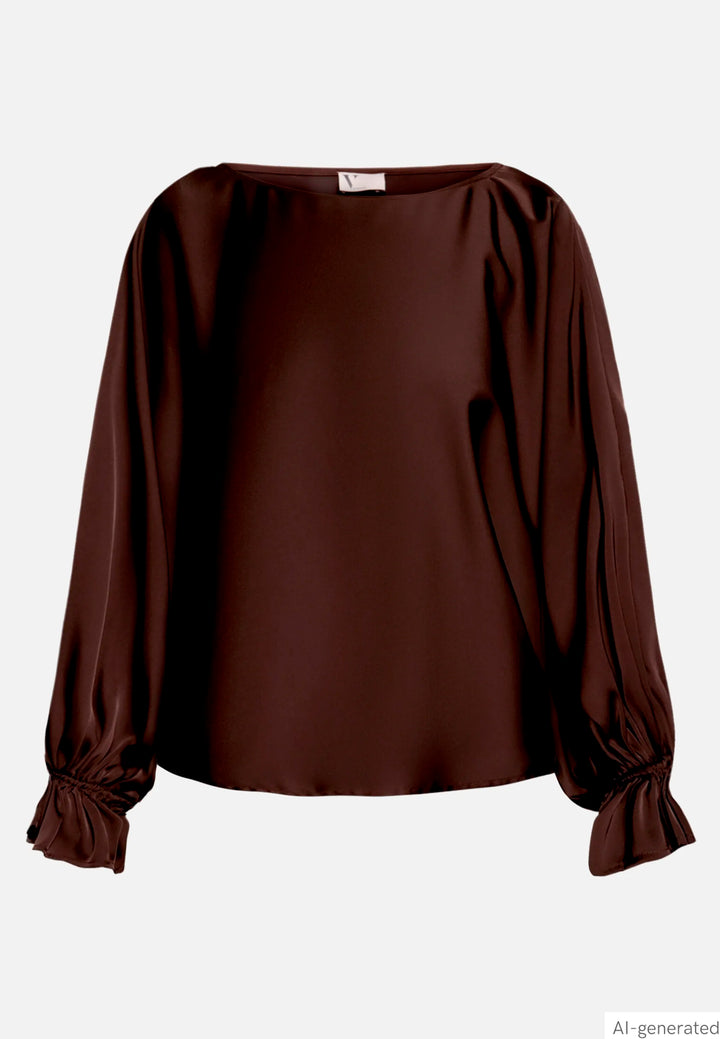 Satin Blouse with Batwing Sleeves