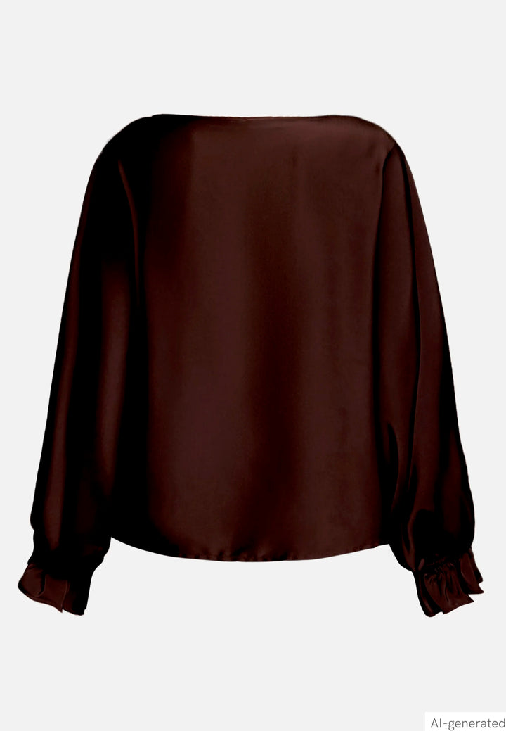 Satin Blouse with Batwing Sleeves