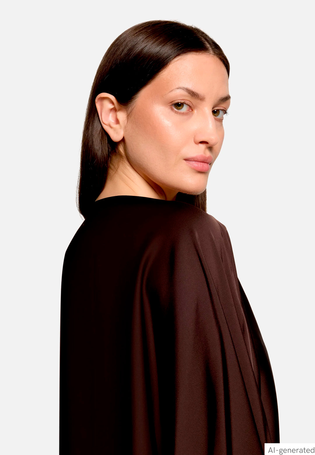 Satin Blouse with Batwing Sleeves