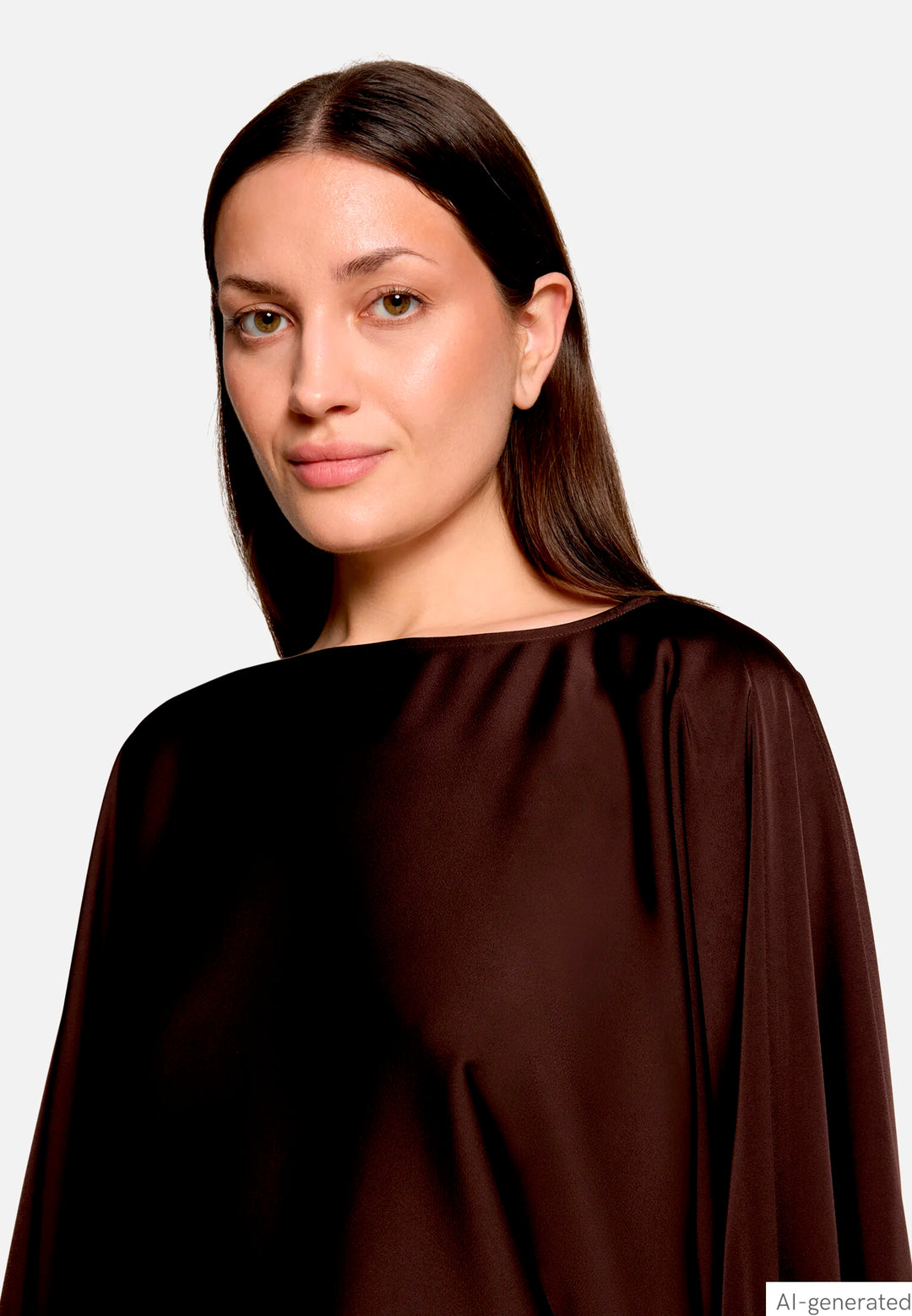 Satin Blouse with Batwing Sleeves