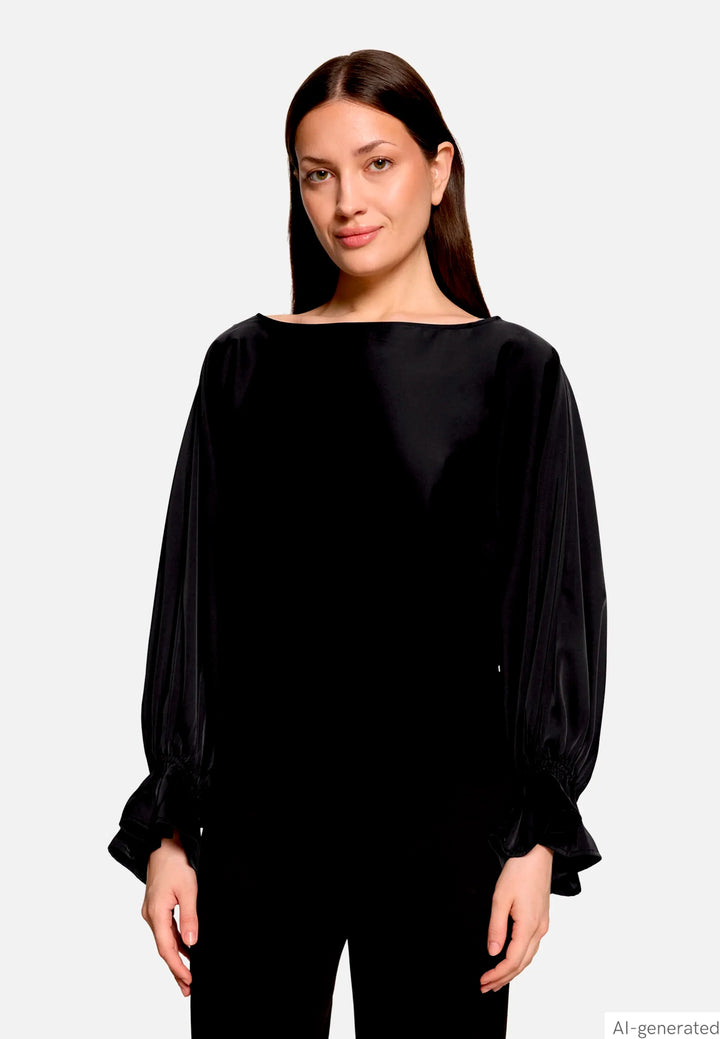 Satin Blouse with Batwing Sleeves