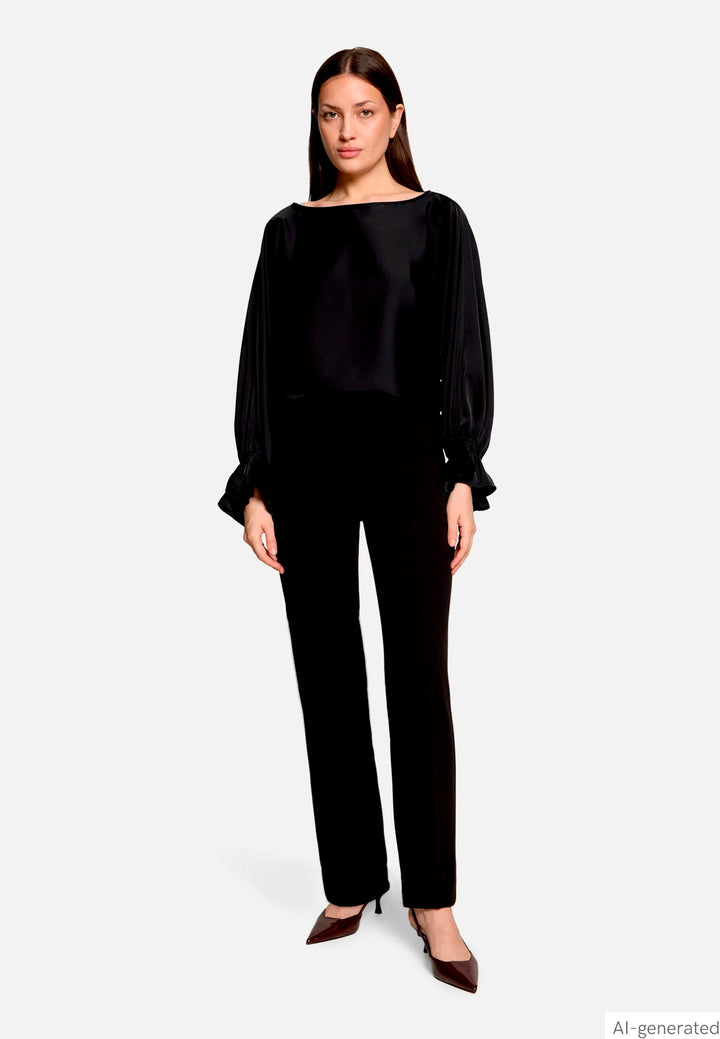 Satin Blouse with Batwing Sleeves