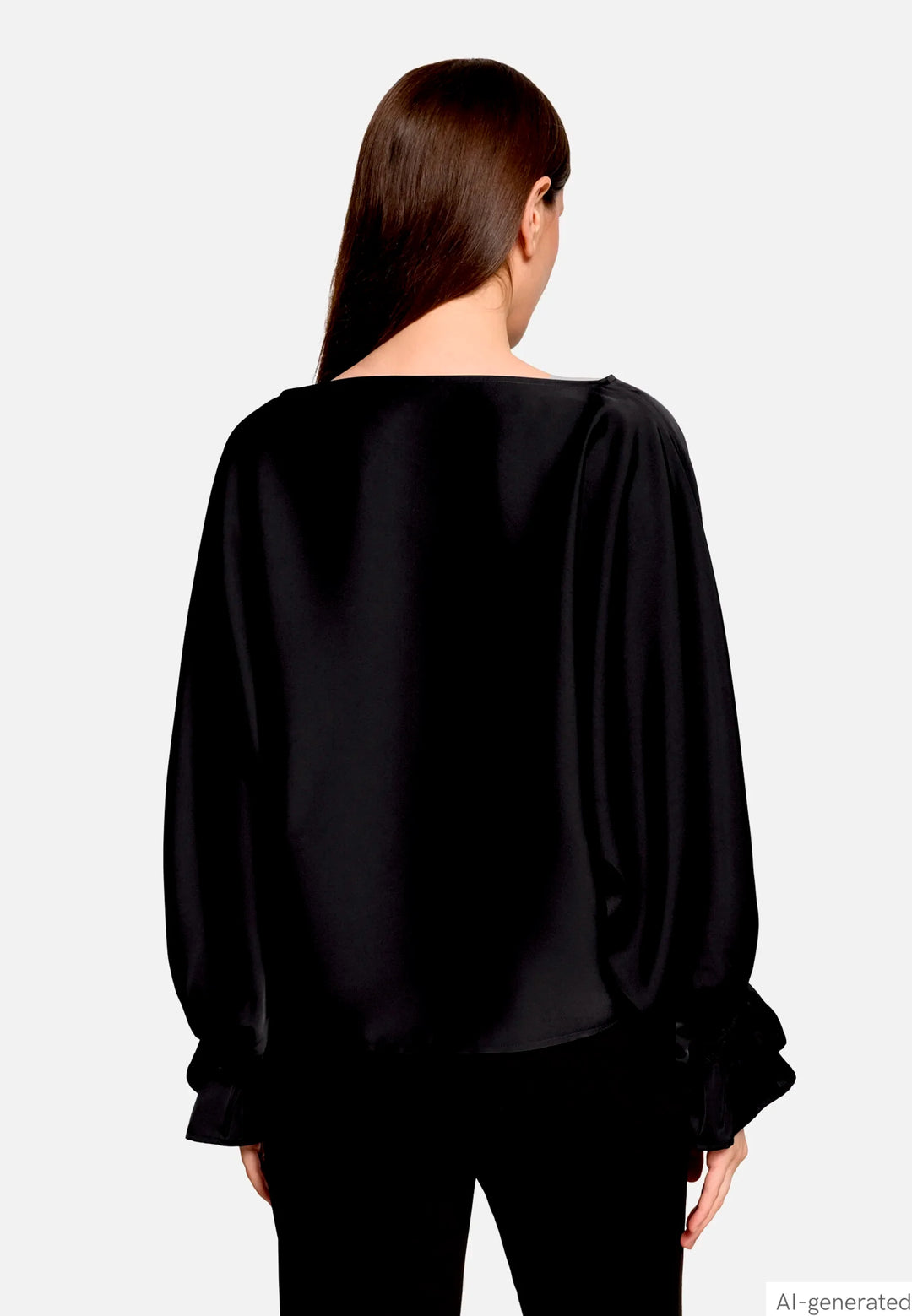 Satin Blouse with Batwing Sleeves