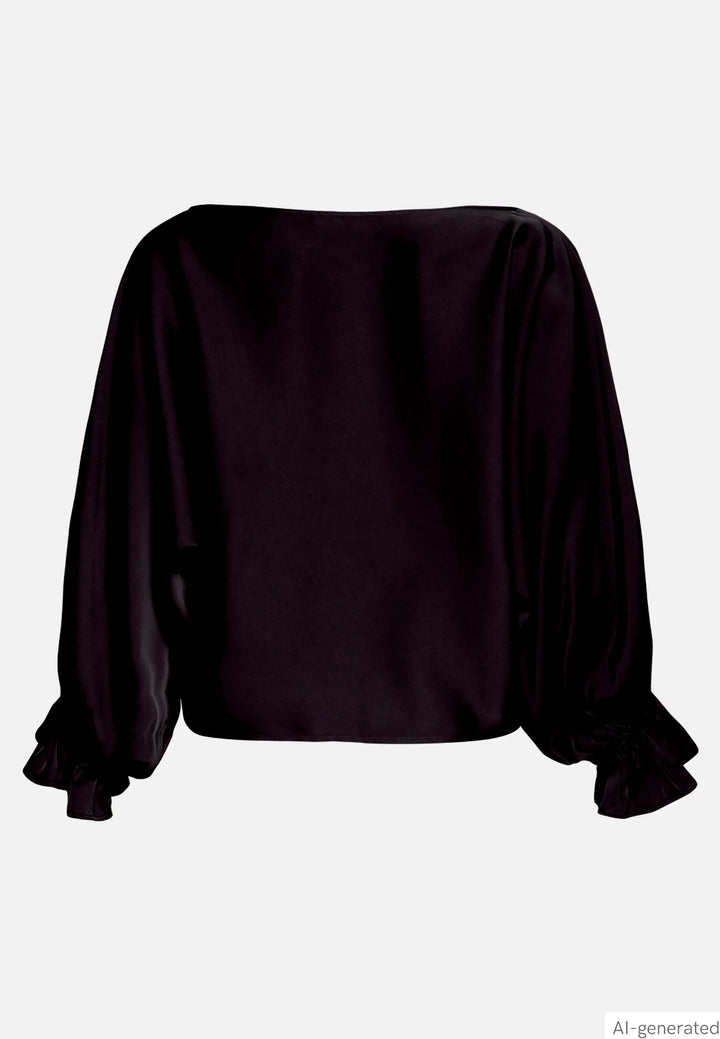 Satin Blouse with Batwing Sleeves