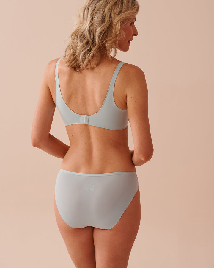 Lightly Lined Sleek Back Floral Mesh Bra - Green Floral Embroidery