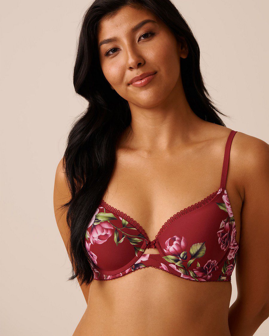 Lightly Lined Printed Microfiber Bra - Multicolor
