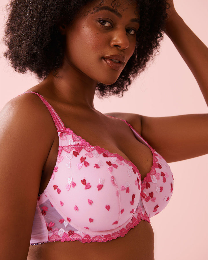 Ll Swthrt Emb Mesh Bra - Pink