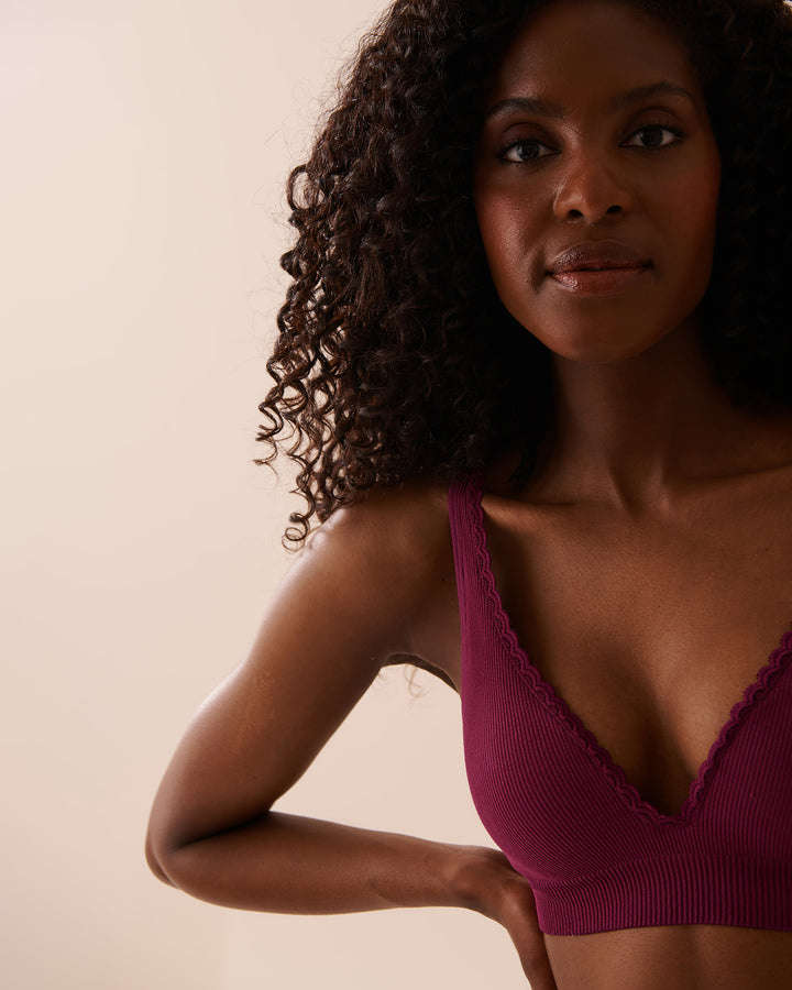 Push Up Plunge Seamless Ribbed Bralette - Black Forest