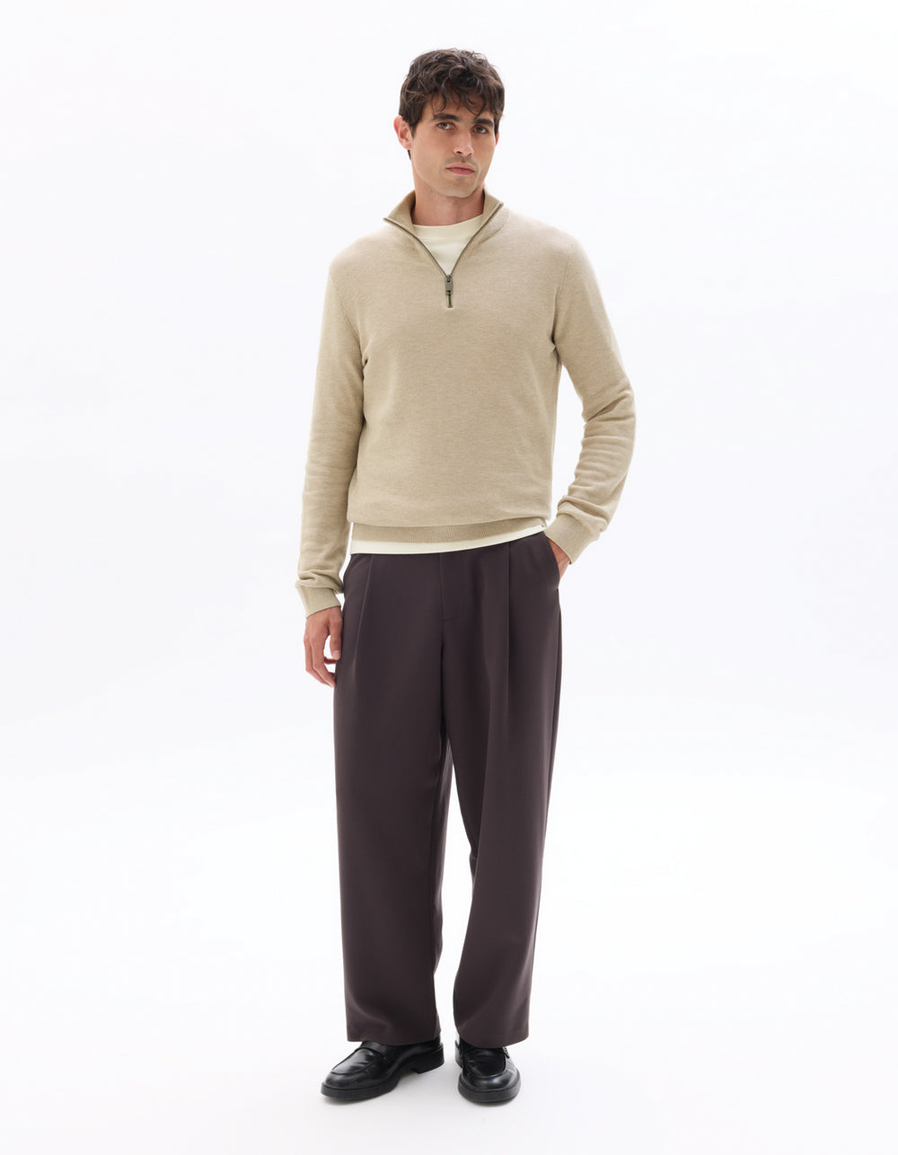 Turtle Neck Jumper - Beige Chalk Mel