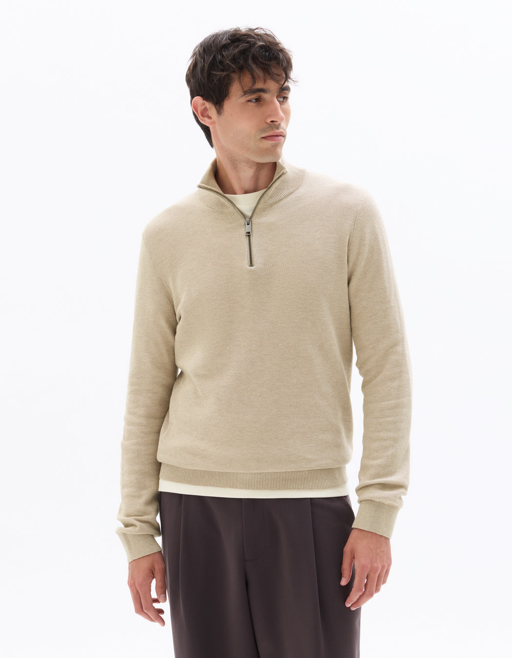 Turtle Neck Jumper - Beige Chalk Mel