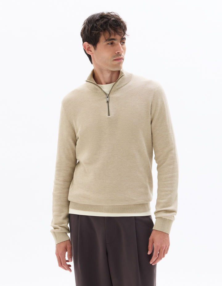 Turtle Neck Jumper - Beige Chalk Mel