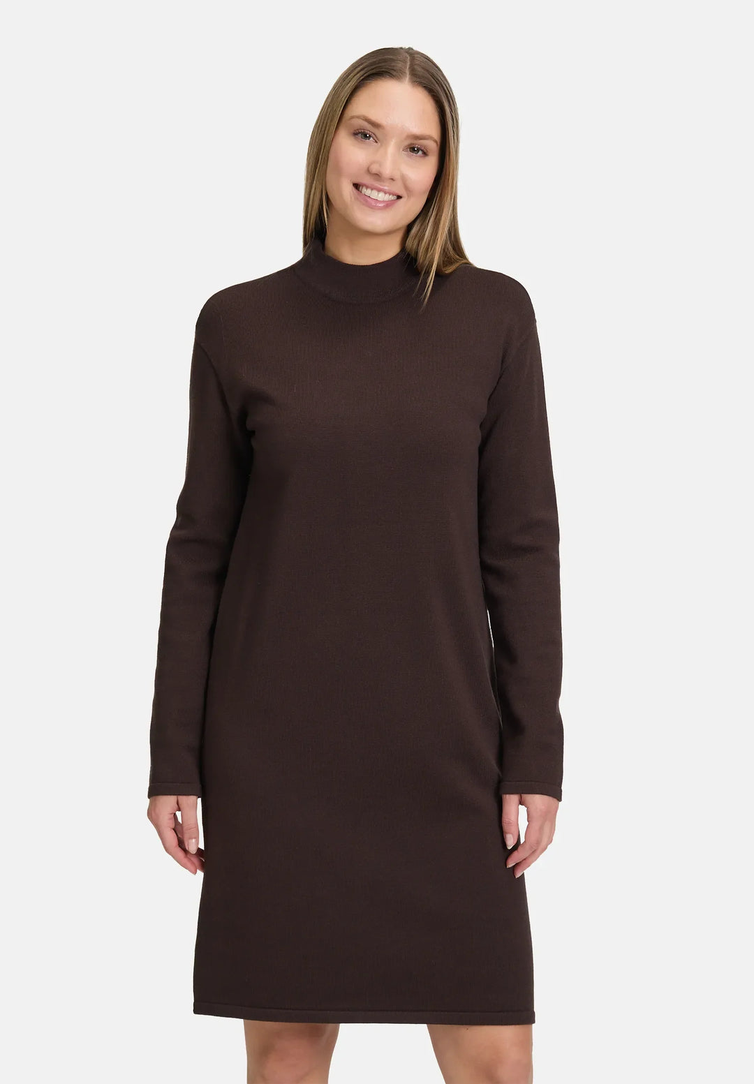 Knitted Dress with Stand-Up Collar