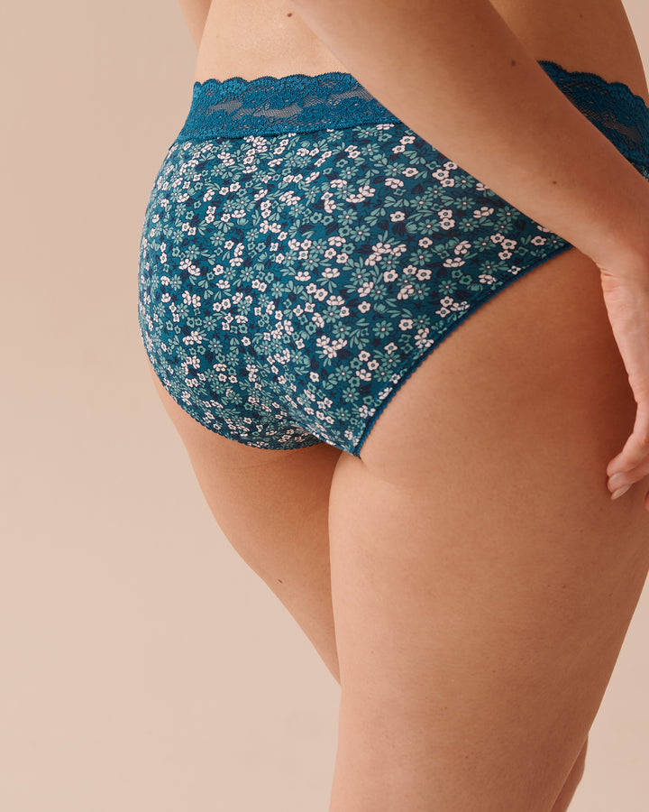 Cotton and Lace Band Bikini Panty - Ditsy Flowers