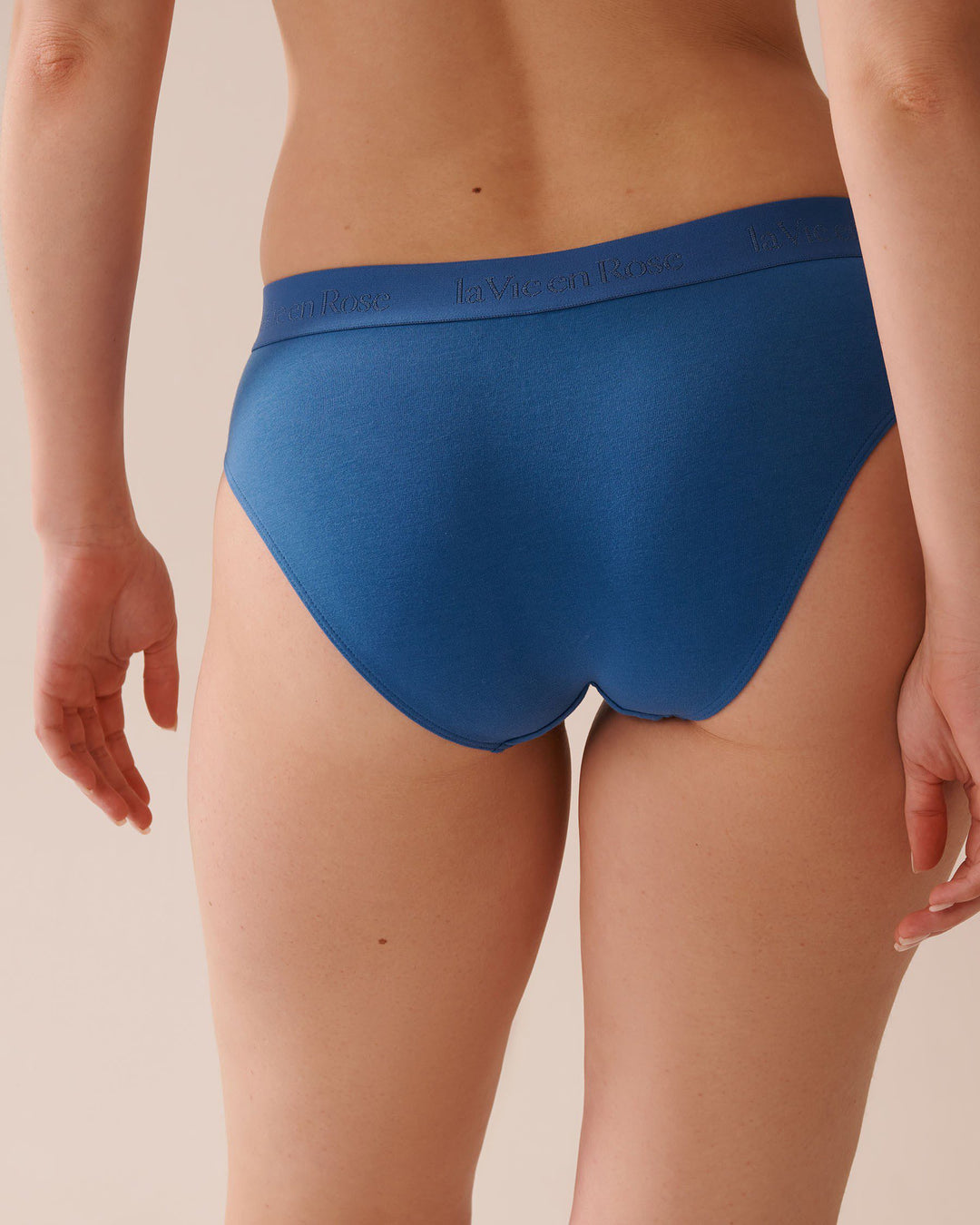 Cotton and Logo Elastic Band Bikini Panty - Blue