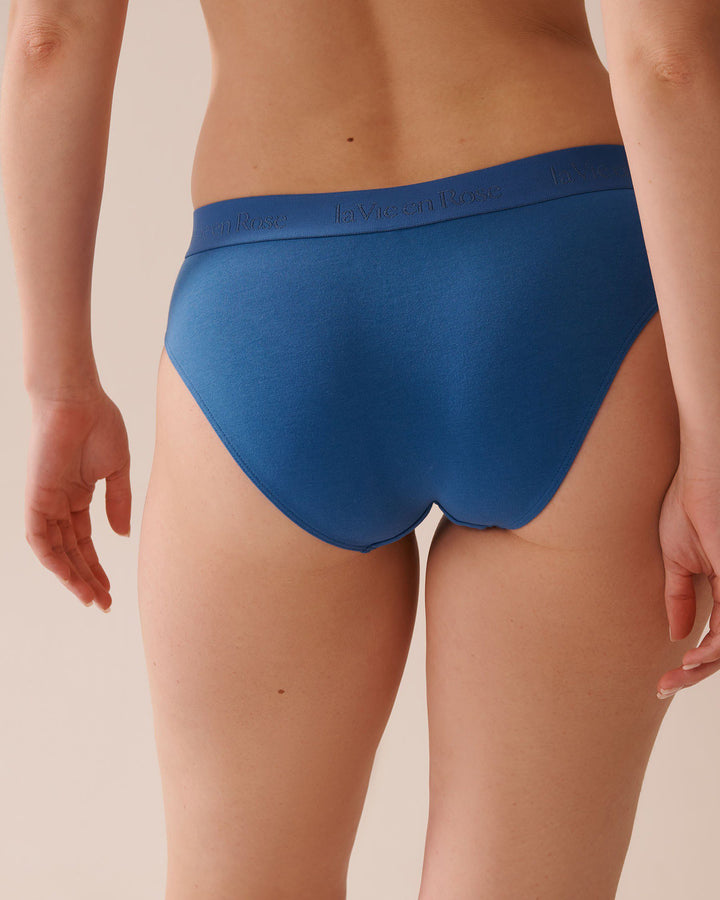 Cotton and Logo Elastic Band Bikini Panty - Blue