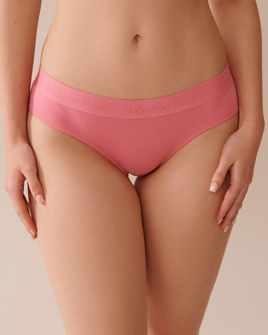 Cotton and Logo Elastic Band Bikini Panty - Blue