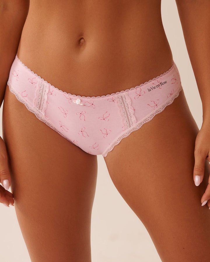 Cotton and Lace Detail Bikini Panty - Gray