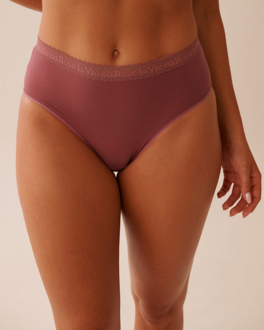 Super Soft Lace Trim High Waist Bikini Panty - Pink