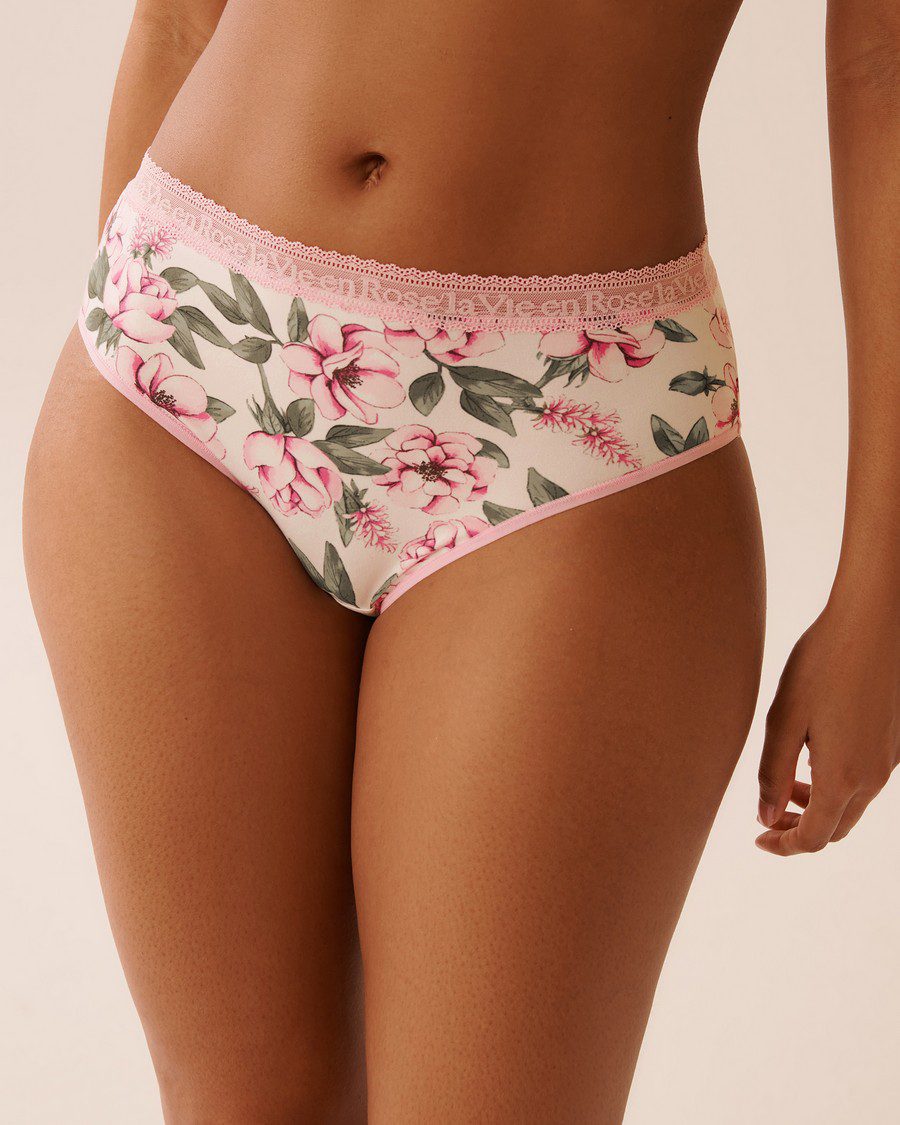 Super Soft Lace Trim High Waist Bikini Panty - White