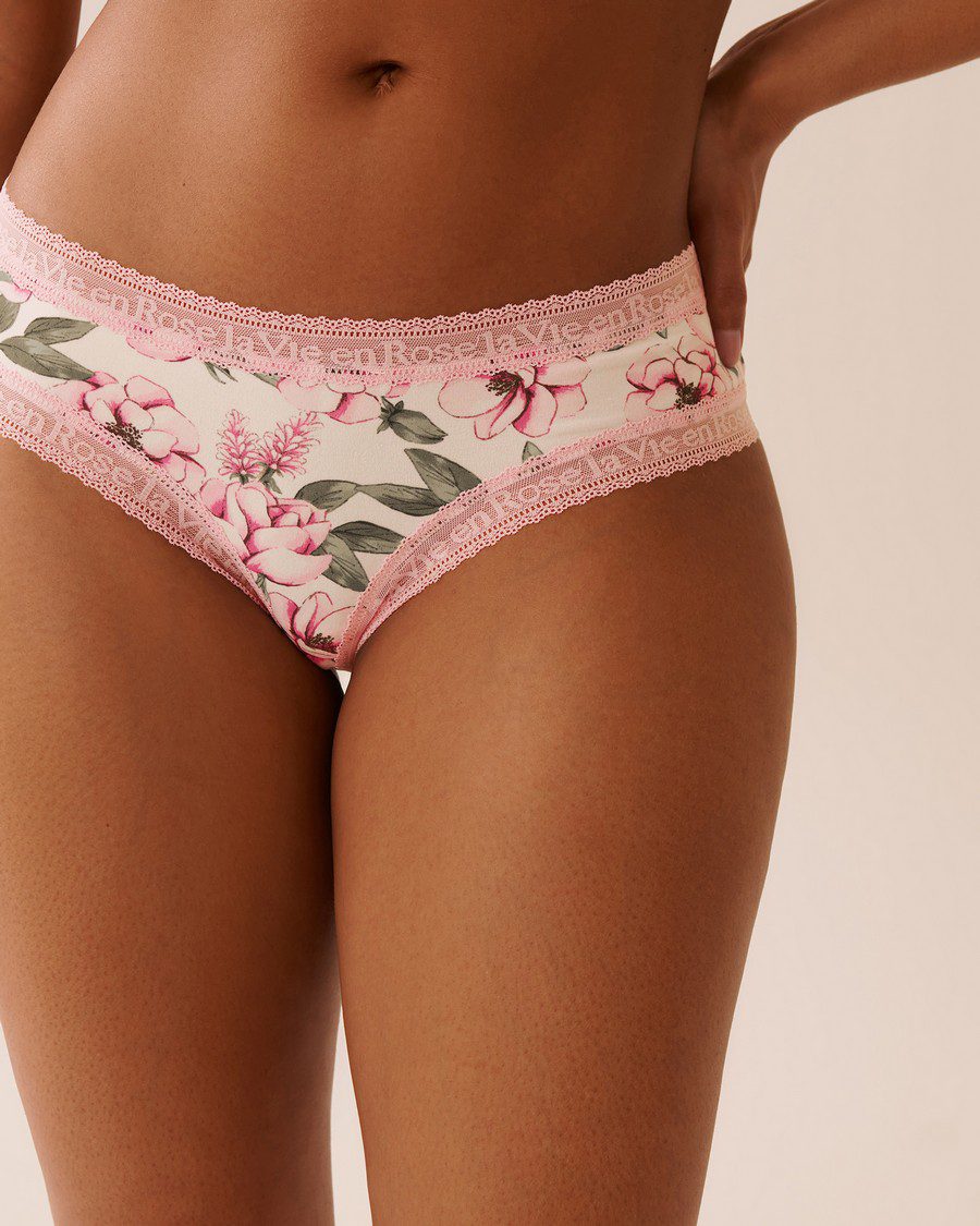 Super Soft Lace Trim Cheeky Panty - Snow White Big Floral