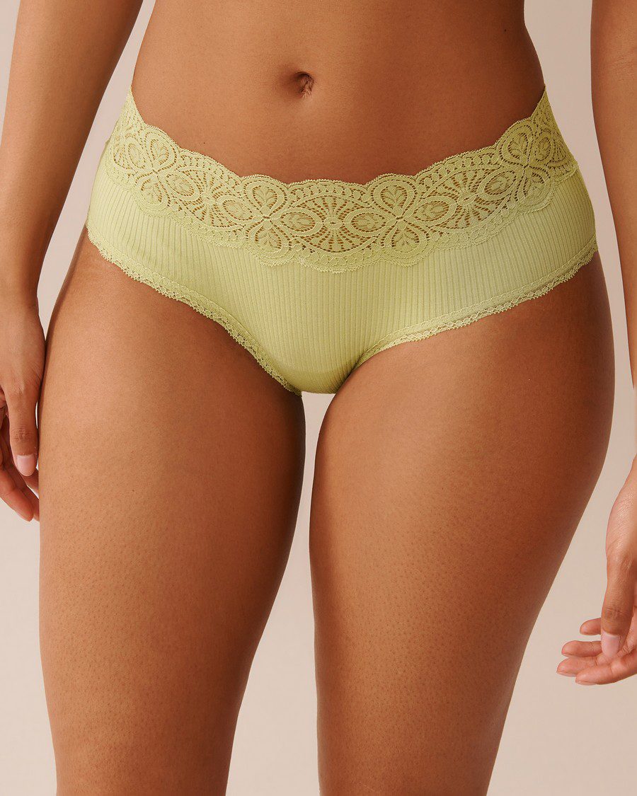 Lace Trim Ribbed Hiphugger Panty - Lint