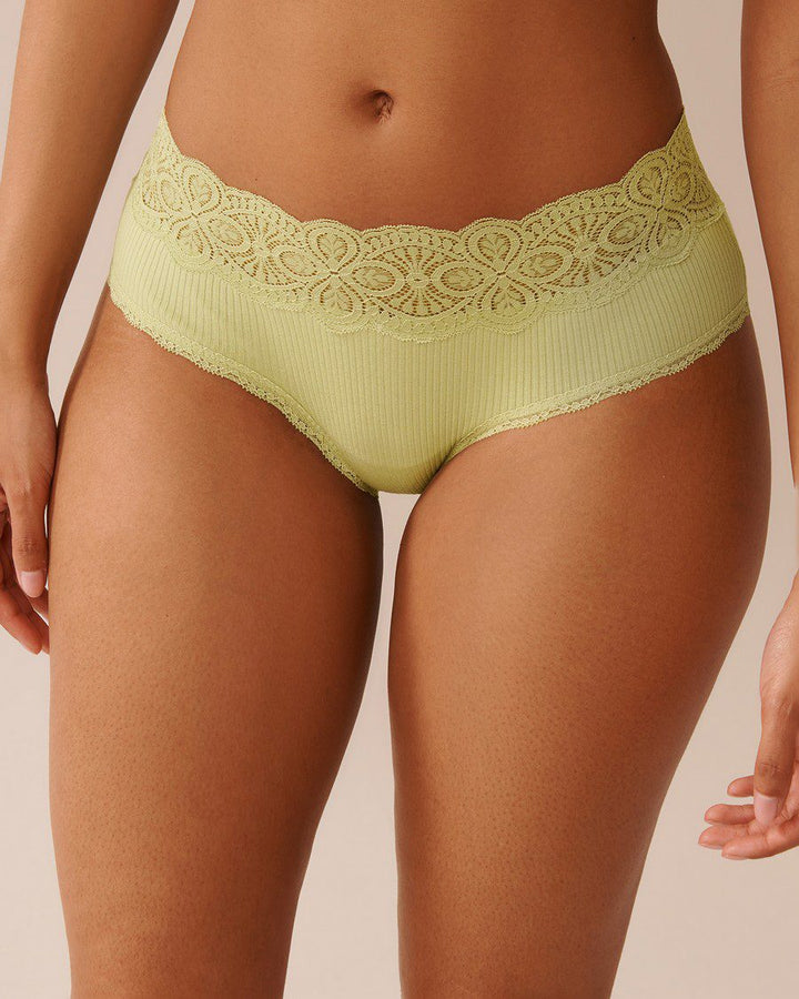 Lace Trim Ribbed Hiphugger Panty - Lint